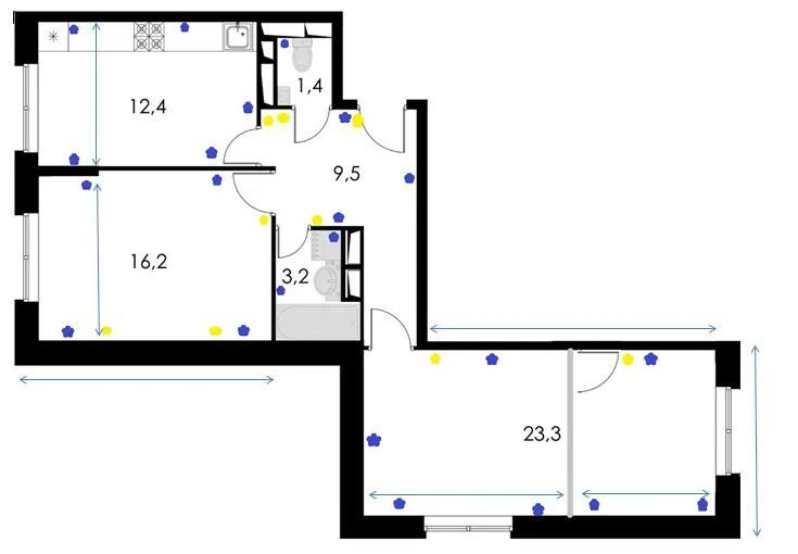 Котельнические высотки планировка квартир Купить 3-комнатную квартиру, 67 м² по адресу Московская область, Котельники, Куз