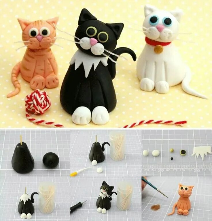 Котенок из пластилина фото Pin on Christmas Polymer clay crafts, Clay crafts, Polymer clay fairy