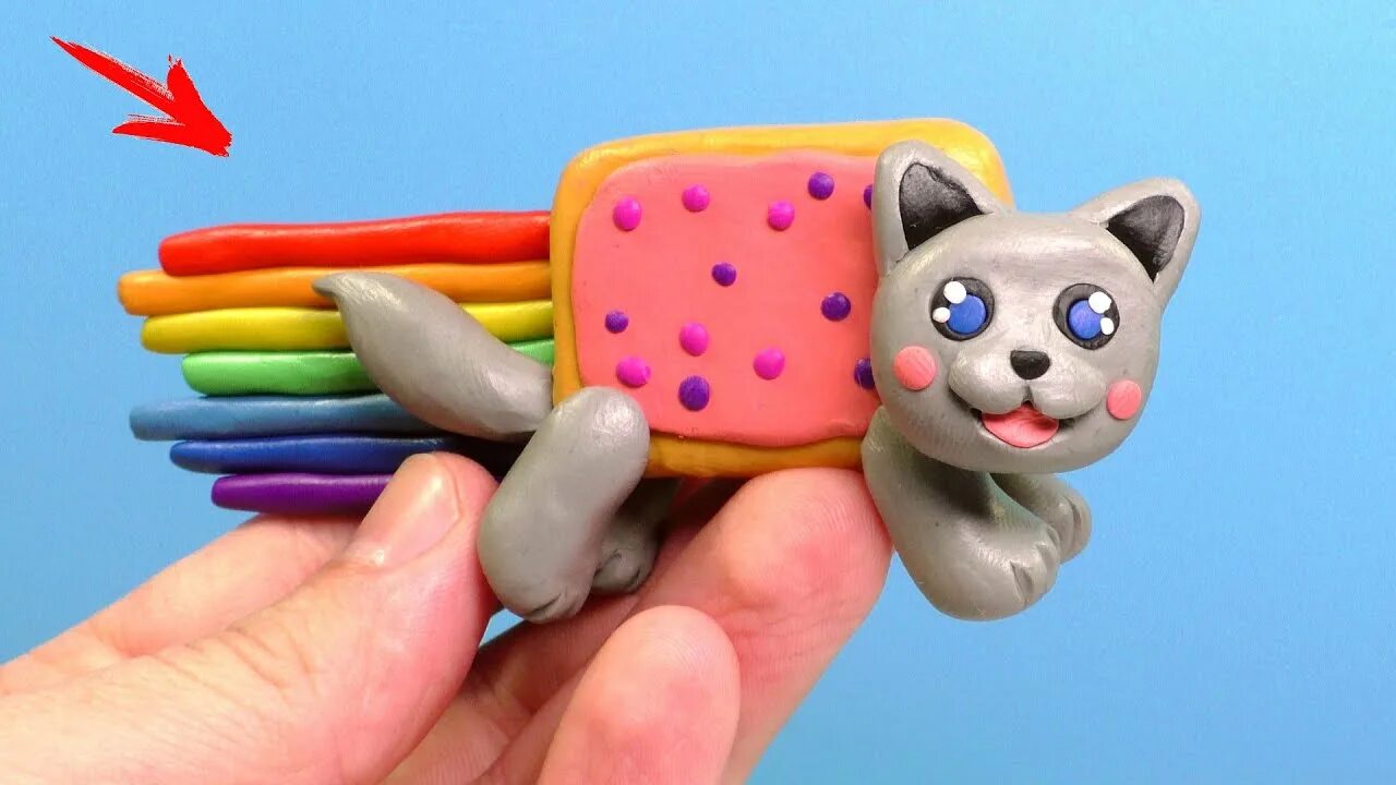 Котенок из пластилина фото Making NYAN CAT with Clay - YouTube