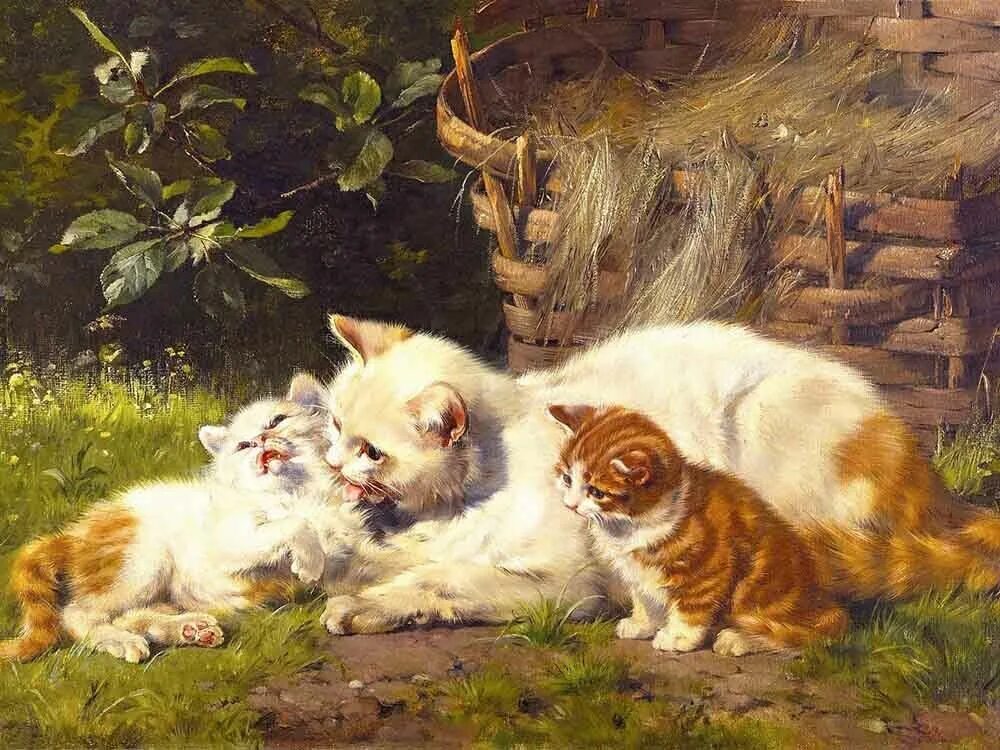 Котенок картина фото Слон одуванчика бабушка с внучкой семья подарок портрет холст eBay