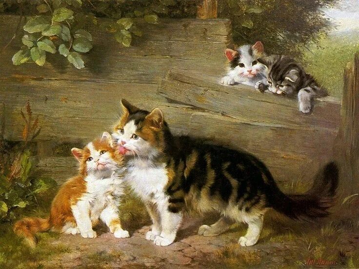 Котенок картина фото Photo from album "Julius Adam" on Кошачьи картины, Иллюстрации кот и Картины