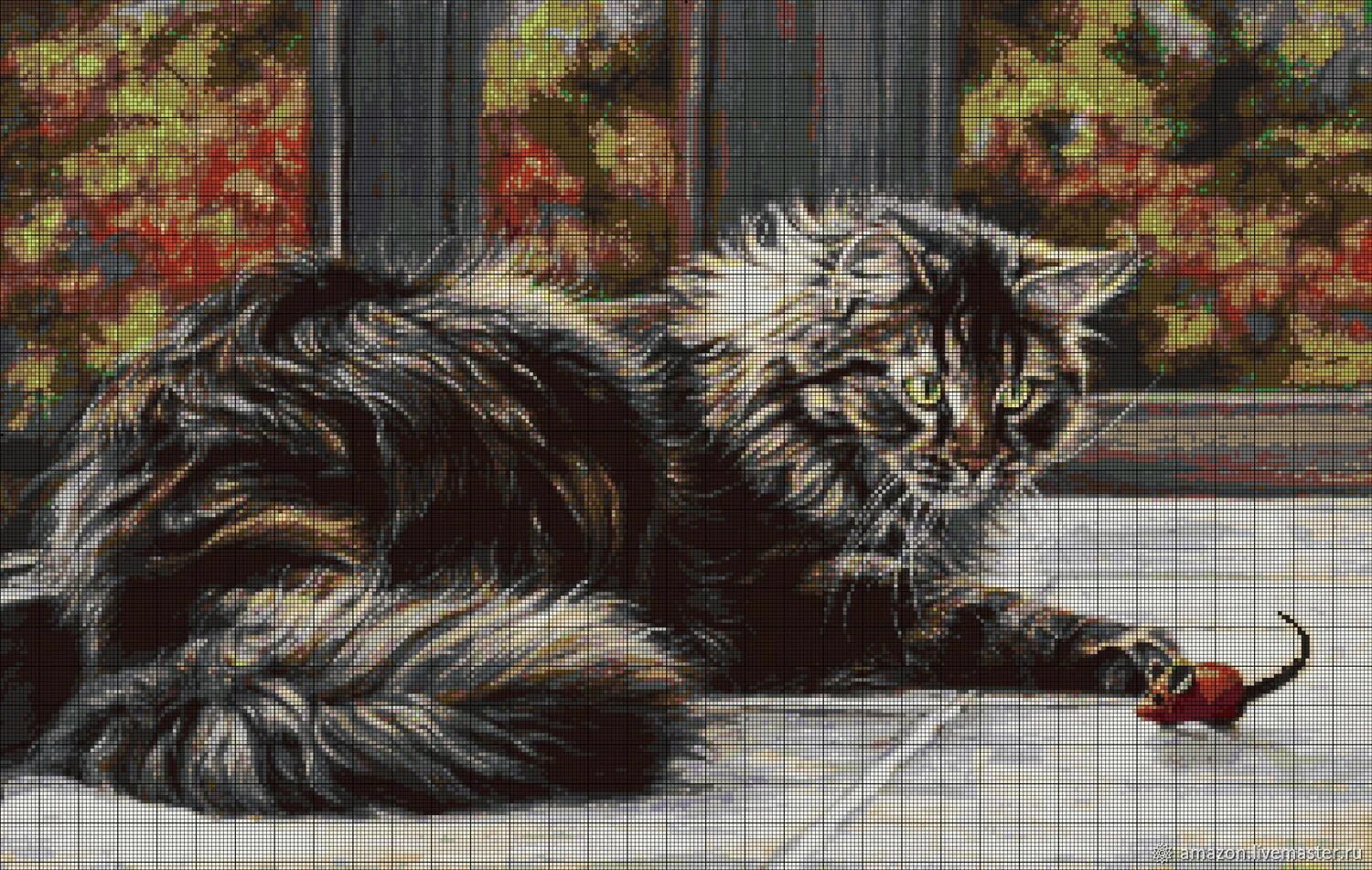 Котенок картина фото Набор вышивания бисером "КОТ И МЫШКА" купить в интернет-магазине Ярмарка Мастеро