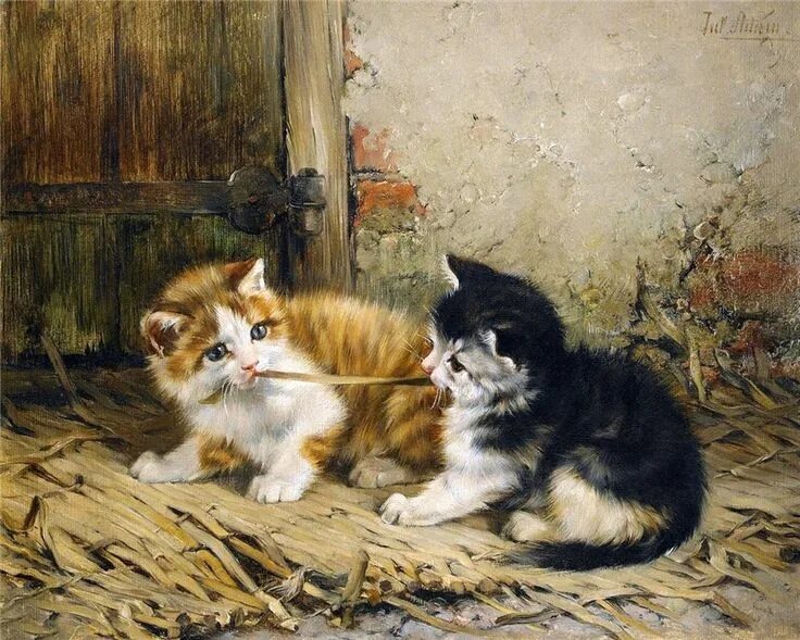 Котенок картина фото СимпатичноПушистое...Julius Adam II (German, 1852-1913). Обсуждение на. Cat pain