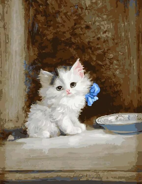 Котенок картина фото Картина по номерам Paintboy Котенок с бантиком, 40x50 см - купить в Москве, цены