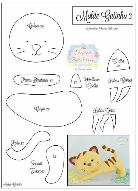 Котенок своими руками выкройка Pin em Brinquedos de feltro