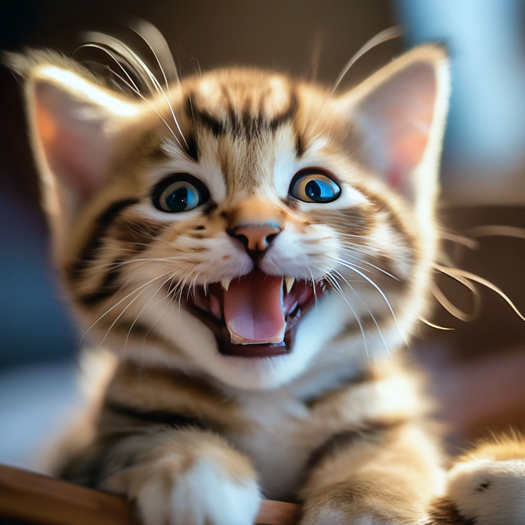 Котенок улыбается фото "The kitten is smiling" - image created in Shedevrum