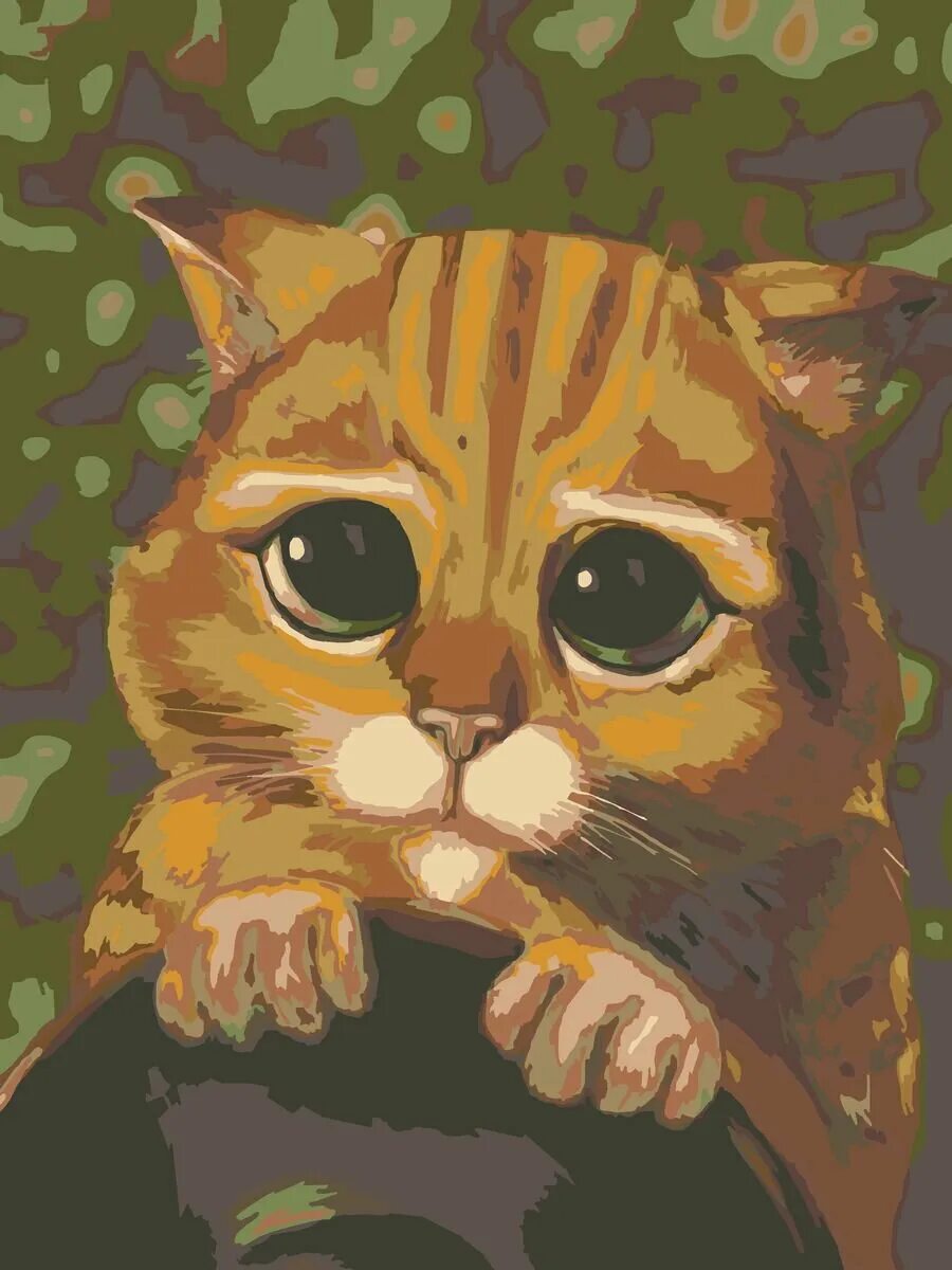 Котик из шрека фото с глазами Картина по номерам синие коты - купить по низкой цене на Яндекс Маркете - страни