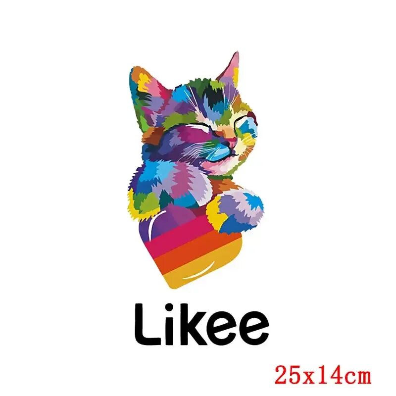 Котик лайк фото Нашивки с помощью приложения Likee, термонаклейки для одежды, футболки, худи, те