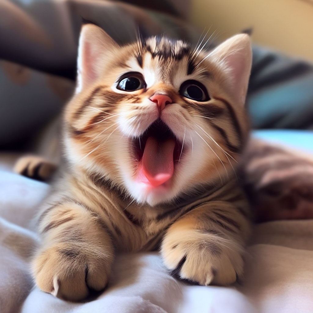 Котик проснулся фото Милый котик проснулся и зевает, ." - картинка создана в Шедевруме