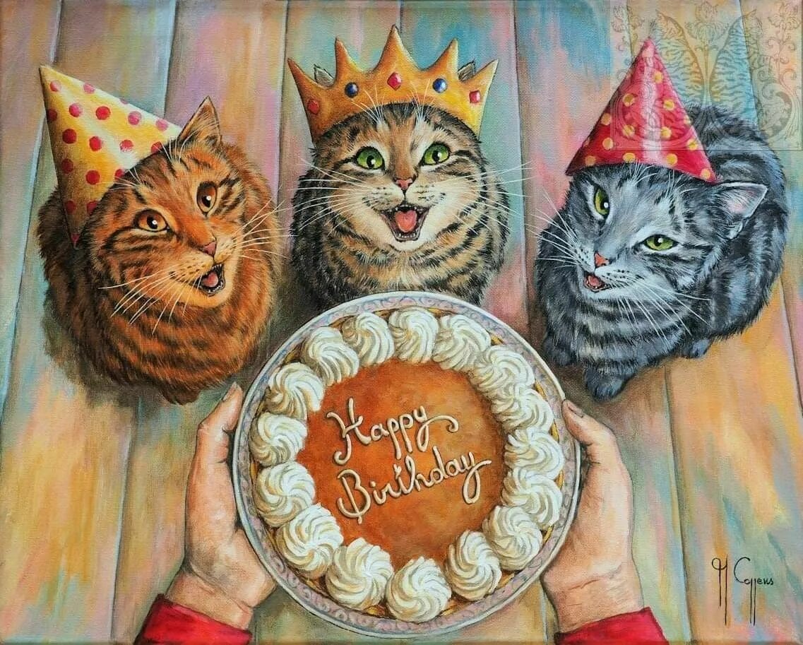 Котик с днем рождения картинки прикольные Pin on cats Cat birthday greetings, Cat birthday, Cat birthday card
