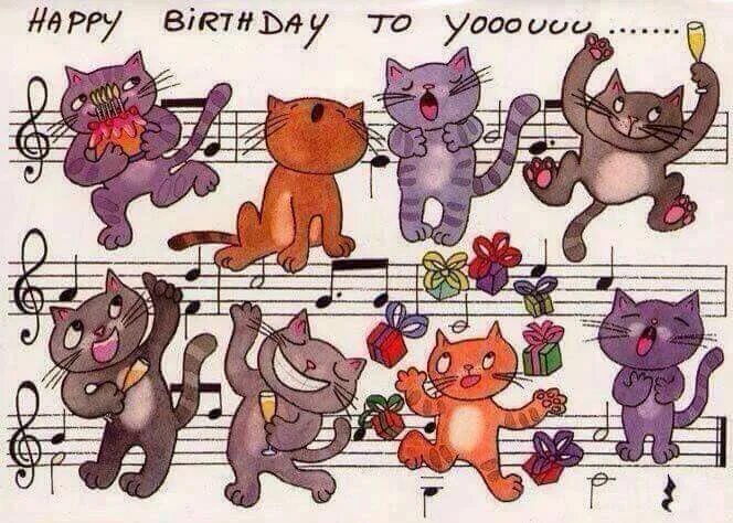 Котик с днем рождения картинки прикольные Pin by nicole aerts on HAPPY BIRTHOAY Cat birthday greetings, Birthday humor, Ca