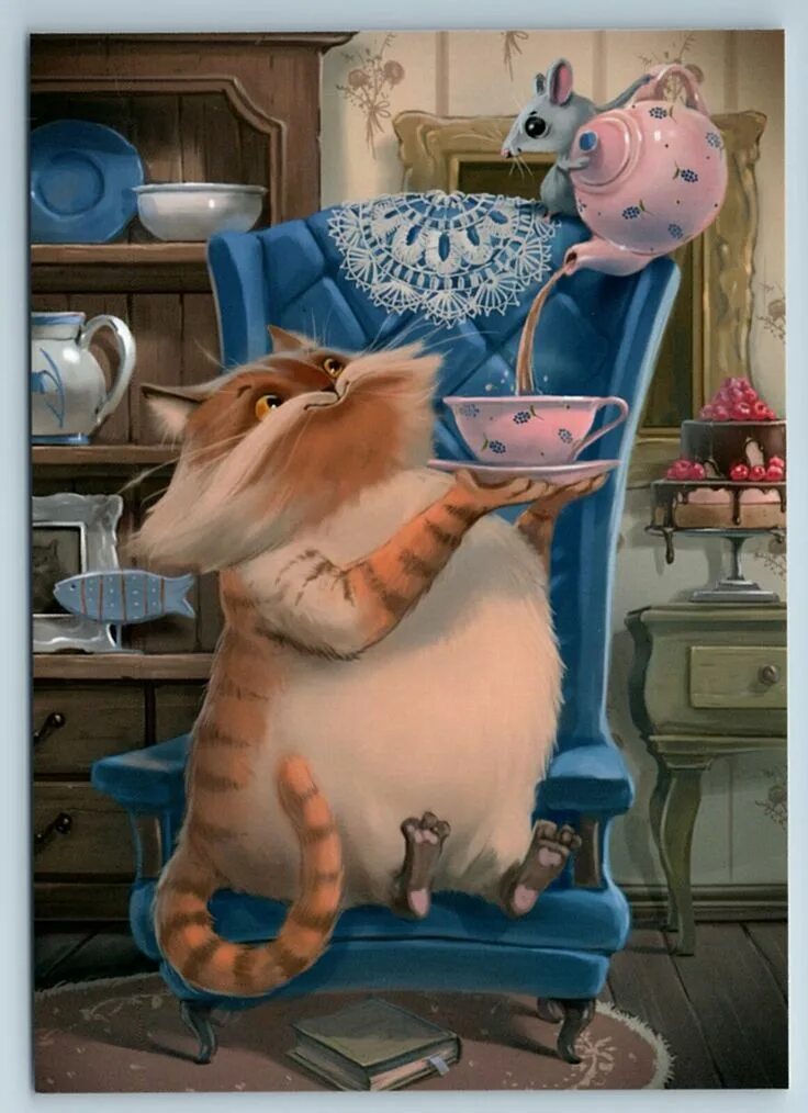 Котик с добрым утром картинки прикольные смешные Signed Collectible Non-Topographical Postcards for sale eBay Кошачьи картины, Ил
