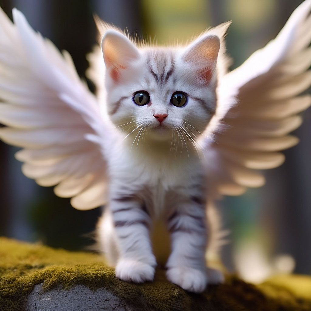 Котик с крылышками фото "Kitten with wings fem" - image created in Shedevrum