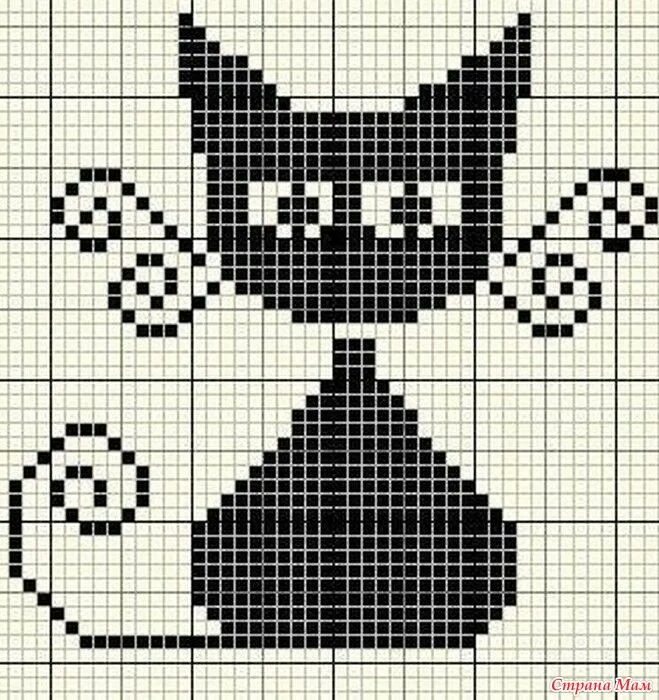 Котик спицами схемы Кошечки, котейки, кошапурики-многооооо ооооо)-1 Cross stitch animals, Cross stit