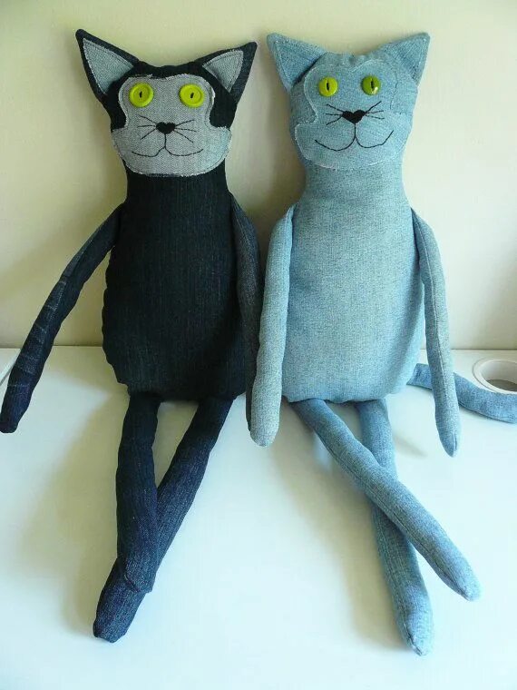 Котик своими руками фото PDF Sewing Pattern Tutorial Large Upcycled Denim Stuffed Animal Cat Plush Repurp