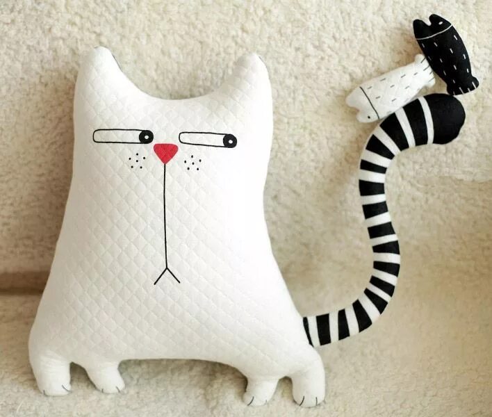 Котик своими руками фото Stuffed Cat Pillow Tutorial. Gatos de tela, Almohada para gatos, Gatos de trapo