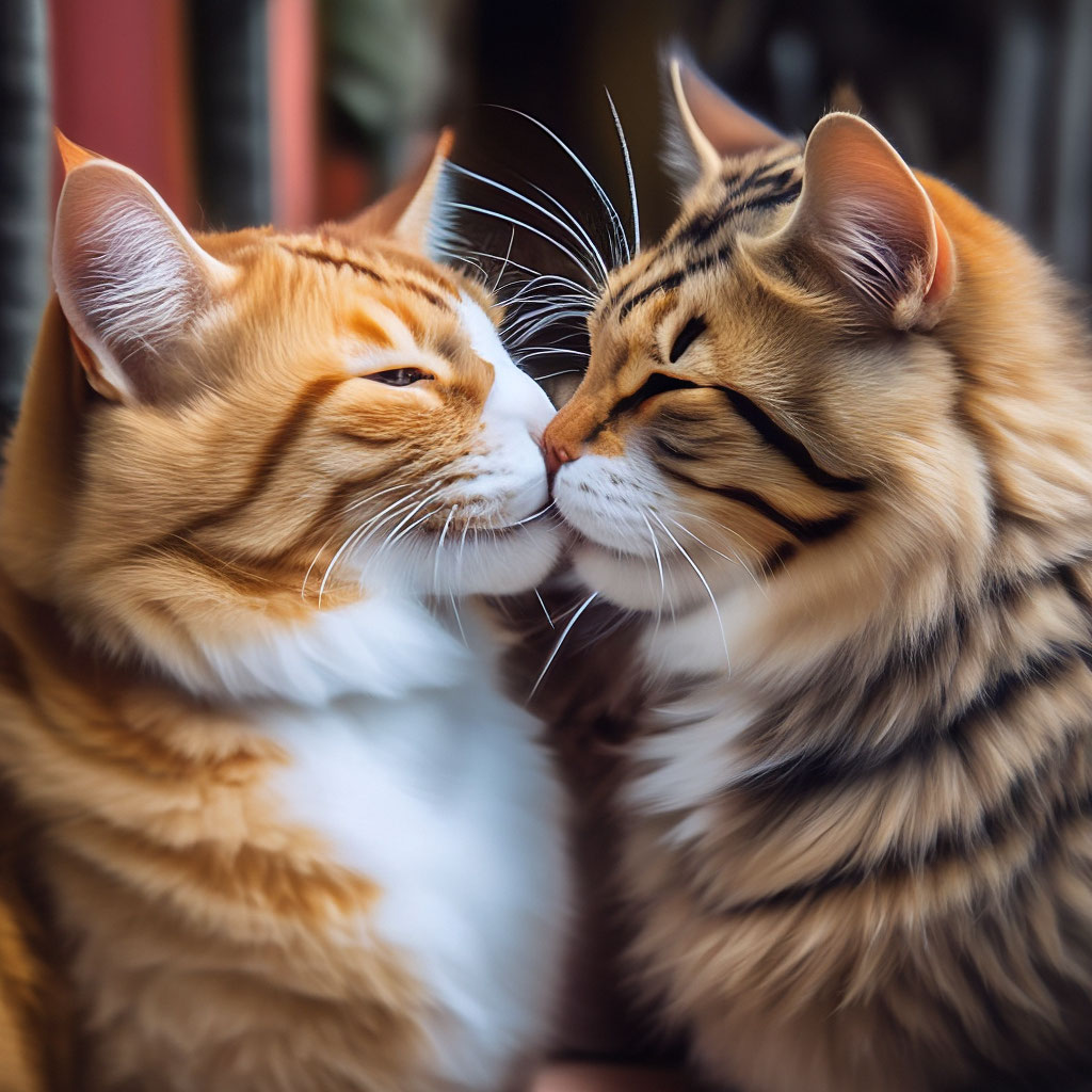 Котик целует фото Котики целуются" - картинка создана в Шедевруме