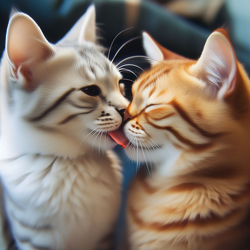 Котик целует фото Милые коты целуются" - картинка создана в Шедевруме