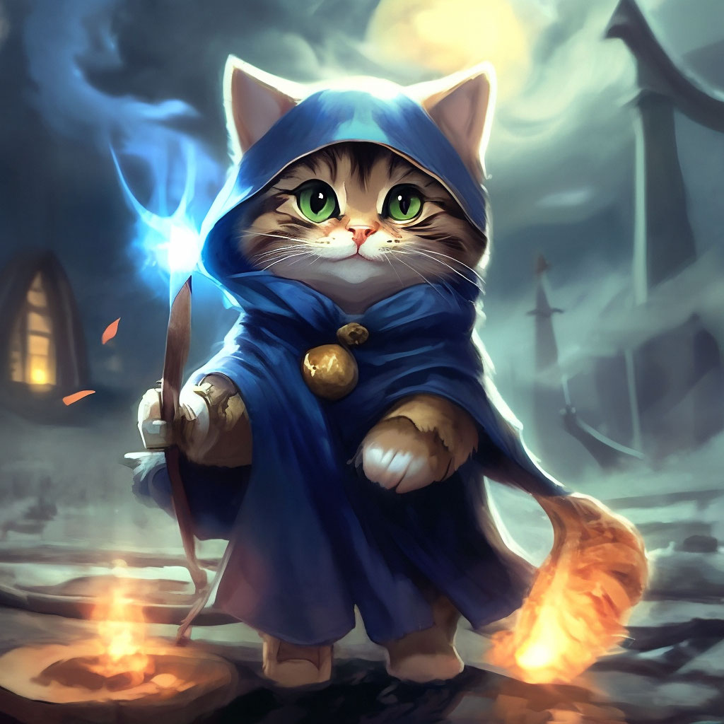 Котик волшебник фото "The kind cat cutie conjures the spell." - image created in Shedevrum