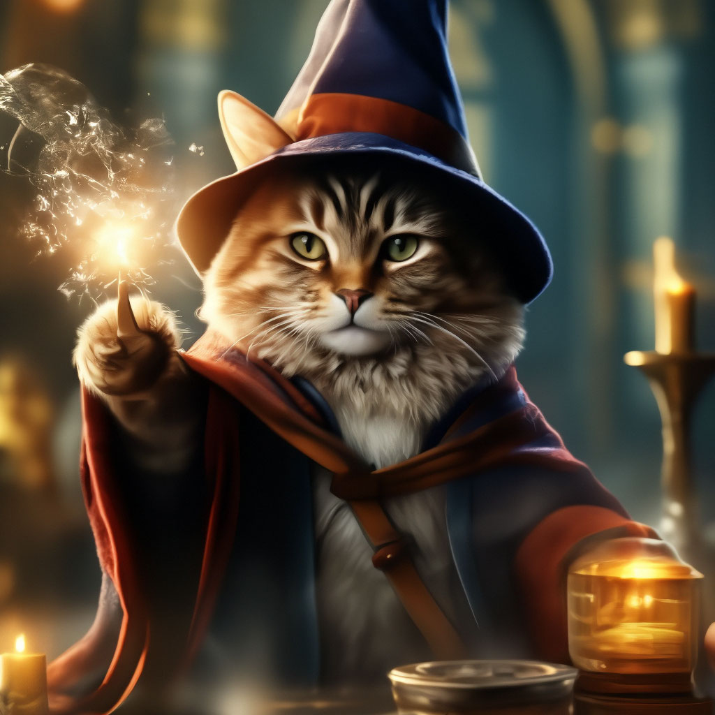 Котик волшебник фото Кот волшебник колдует" - картинка создана в Шедевруме