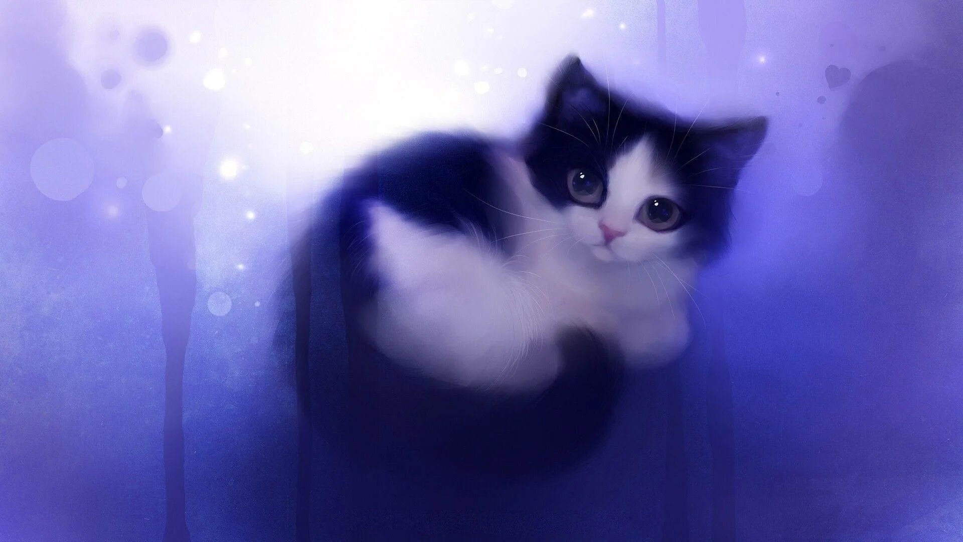 Котики фото на обои телефона Download Cute Kawaii Cat Purple Wallpaper Wallpapers.com