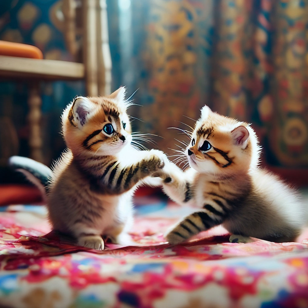 Котики играют фото Котята играют" - картинка создана в Шедевруме