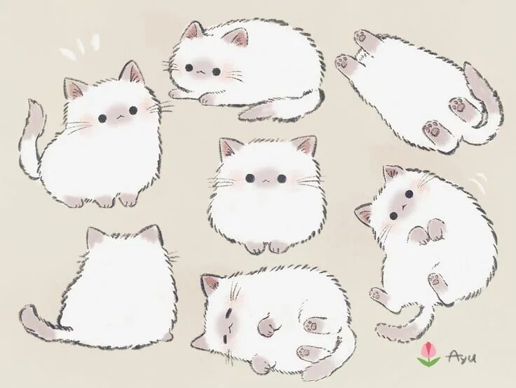 Котики милые фото срисовки Пин на доске Kawaii Милые рисунки, Эскизы животных, Рисунки животных