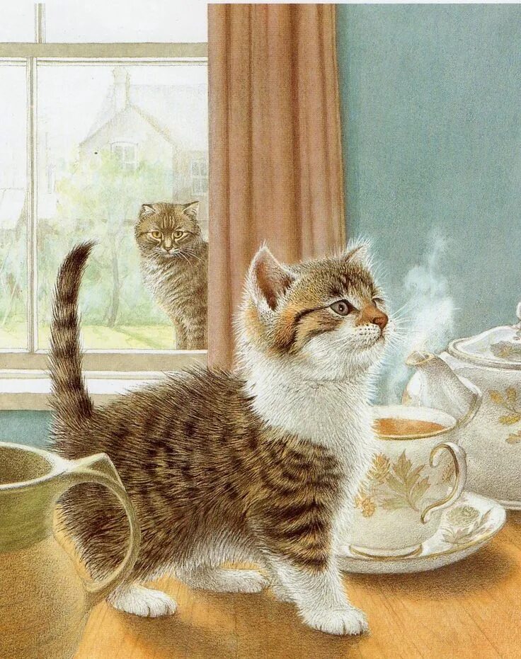 Котики с добрым утром картинки милые прикольные TheTabitha stories Cats illustration, Cat art illustration, Cat artwork