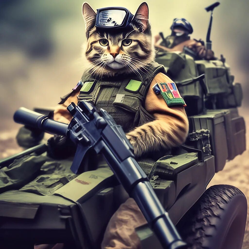 Котики спецназ фото "Russian special forces, a cat with a ." - image created in Shedevrum