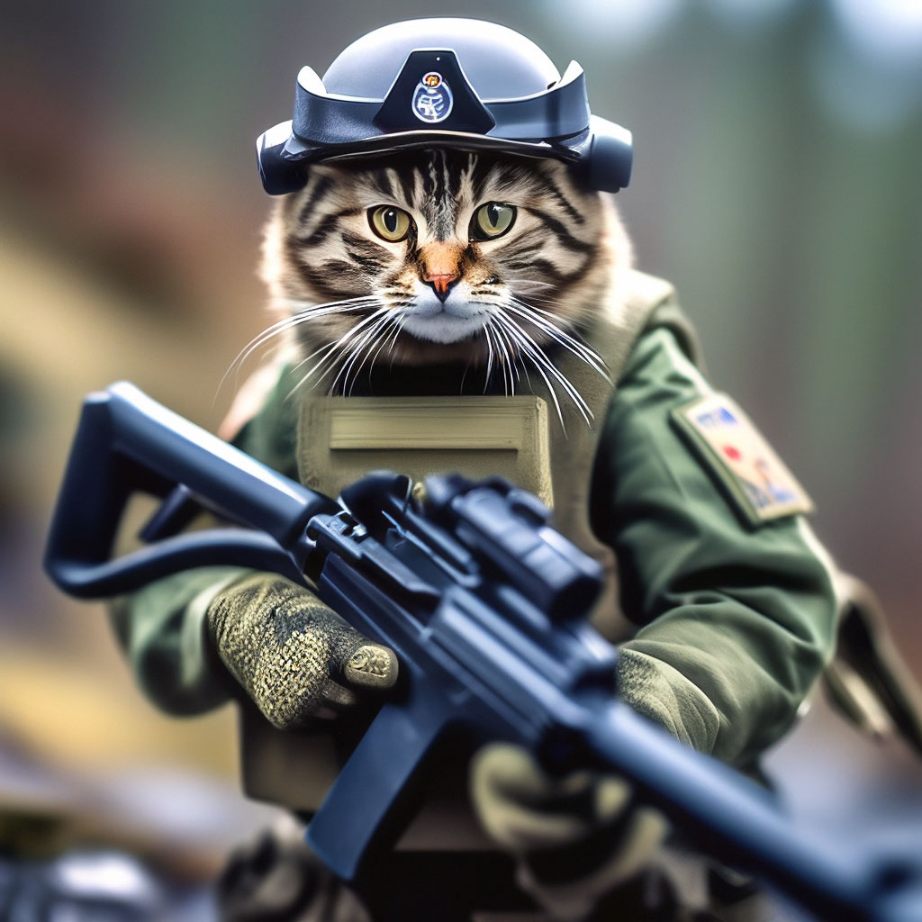 Котики спецназ фото "Russian special forces, a cat with a ." - image created in Shedevrum