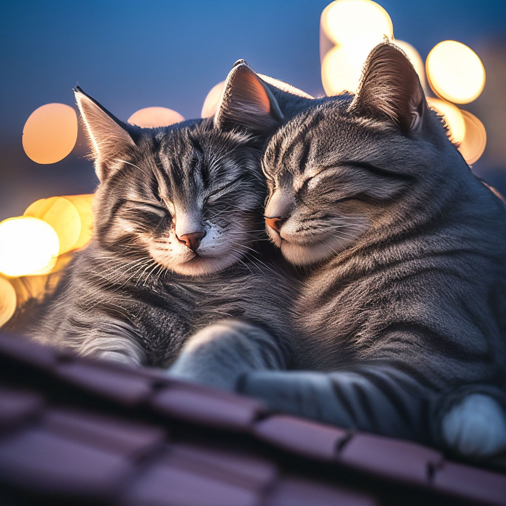 Котики вместе фото Два милых серых котика,кот и кошка,." - картинка создана в Шедевруме