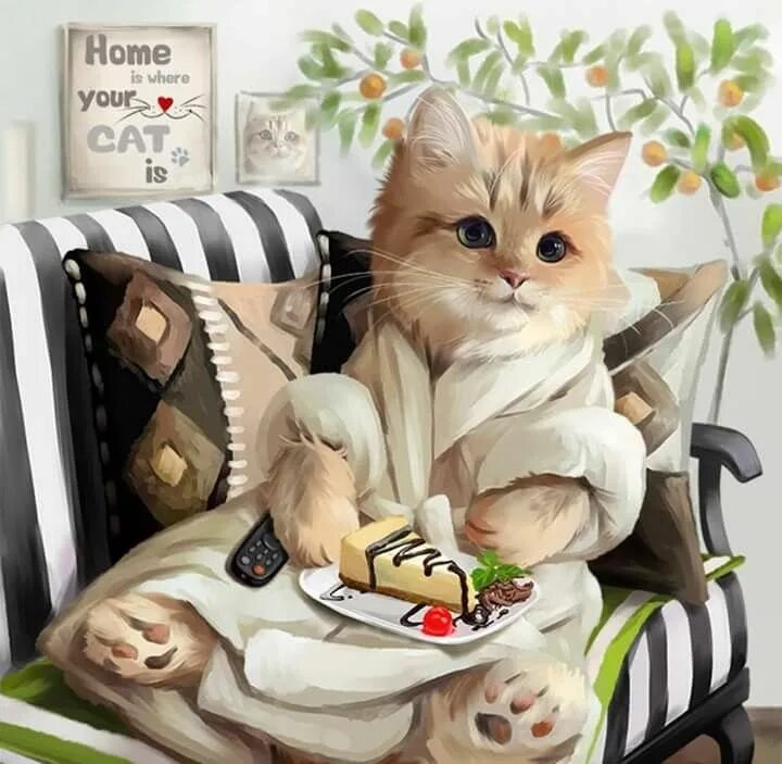 Котики желают доброго утра картинки прикольные Pin on Art ❤ of ☆ a ❤ Cat Cats illustration, Cute cats, Cats