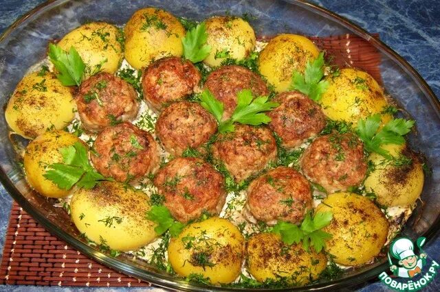 Котлеты с картошкой в духовке фото Запеченные котлеты с картофелем - кулинарный рецепт