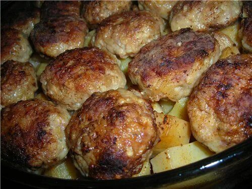 Котлеты с картошкой в духовке фото Котлеты, тушенные в духовке, с картофелем Еда, Кулинария, Хорошая еда