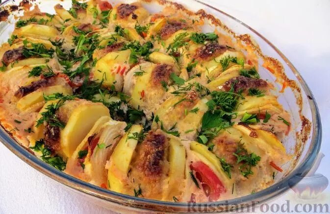 Котлеты с картошкой в духовке фото Мясные блюда, Пошаговый, С видео, Запеканки, Запеканка картофельная, Фарш мясной