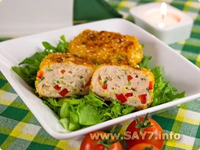 Котлеты с овощами рецепт с фото Котлеты с куриным филе, сыром и болгарским перцем Рецепт Приготовленная курица, 