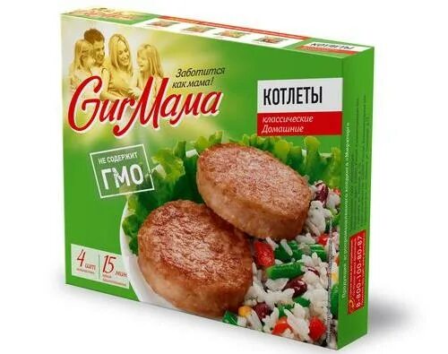 Котлеты в упаковке фото GURMAMA котлеты классические домашние, 300 гр., Россия - купить Замороженные про