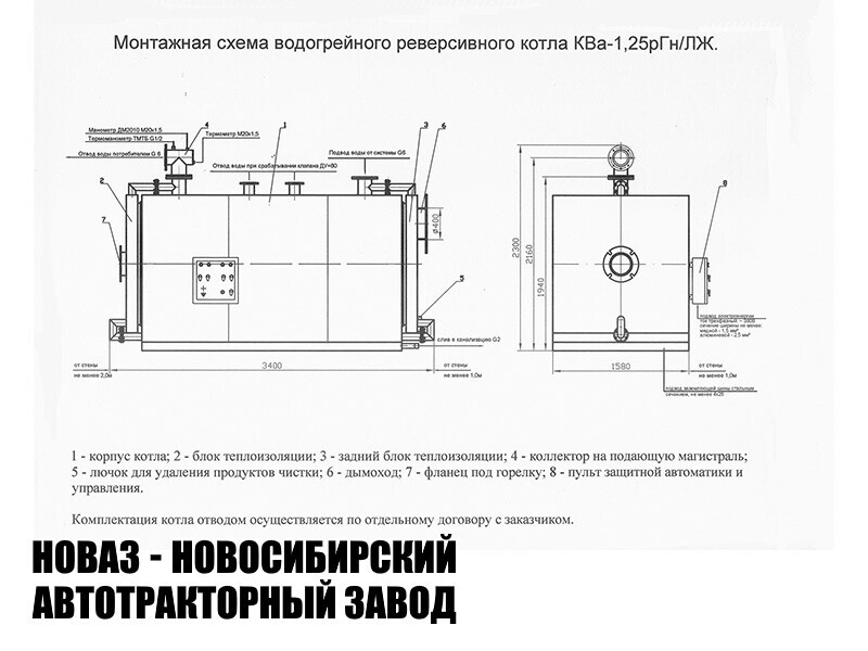 Котлы водогрейные схема подключения Водогрейный котёл КВа-1.25рГн/ЛЖ, 1250 КВт, купить в Оренбурге, продажа по цене 