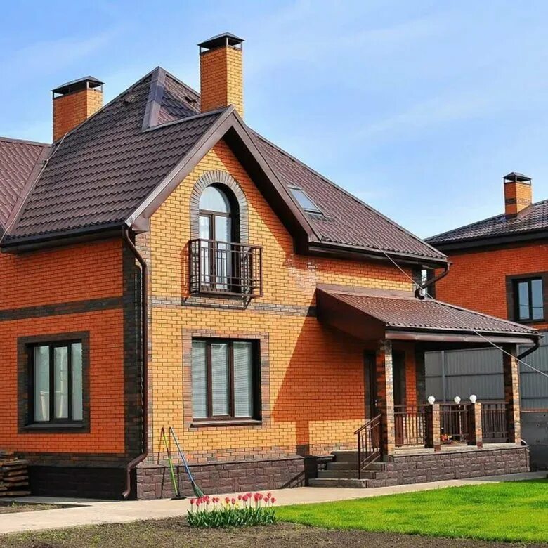 Коттедж из кирпича фото Каменщики. Кладка стен из кирпича и блока - купить в Уфе, цена 700 руб., продано