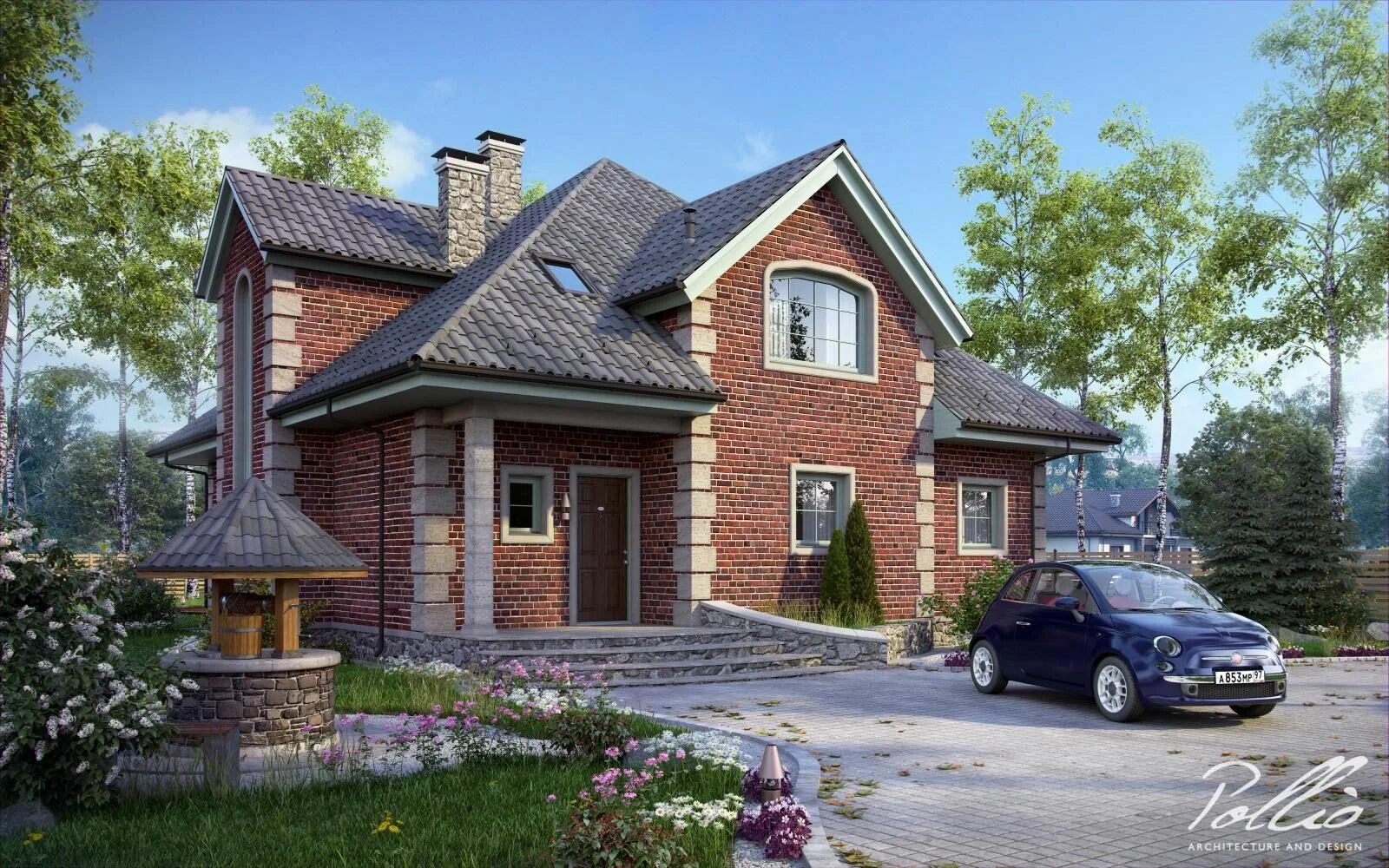 Коттедж из кирпича фото Pin on Проэкты House styles, House, Brick