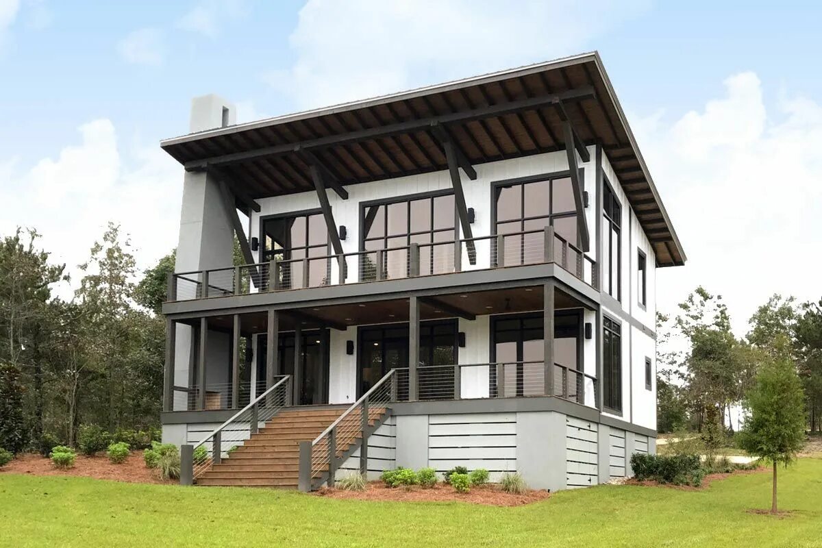 Коттедж с односкатной крышей фото Plan 130022LLS: Modern 3-Bed Vacation Home with Dramatic Back Side Vacation hous