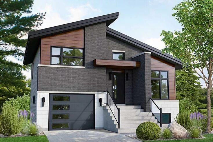 Коттедж в стиле лофт Plan 80915PM: Modern 2-Bed Split Level Home Plan Small modern house plans, Moder