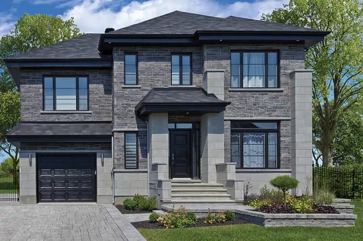 Коттеджи из серого кирпича фото Pierre Rinox Brick exterior house, Modern house facades, Exterior house remodel