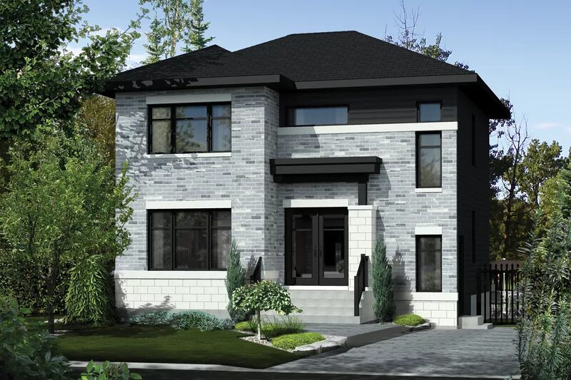 Коттеджи из серого кирпича фото Contemporary Style House Plan - 3 Beds 1 Baths 1552 Sq/Ft Plan #25-4278 Prairie 