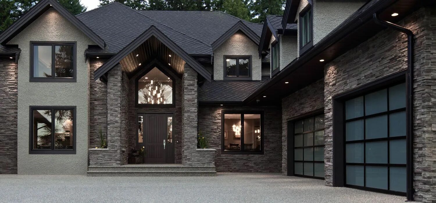 Коттеджи отделка фото Home Exterior/Garage: Black Mountain ®, PRO-FIT ® ALPINE LEDGESTONE - Cultured S