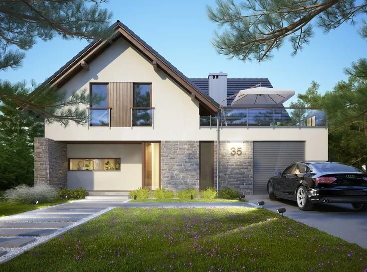 Коттеджи с гаражами проекты и фото DOM.PL - Projekt domu FA Oliwia CE - DOM GC6-40 - gotowy projekt domu Hus