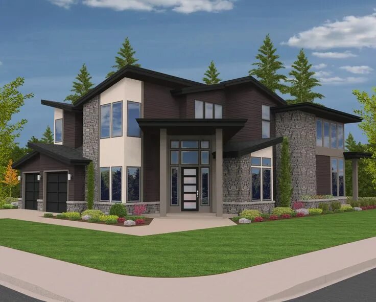 Коттеджные проекты фото Plan 85123MS: Angled Entry 5 Bed Modern House Plan House plans, Family house pla