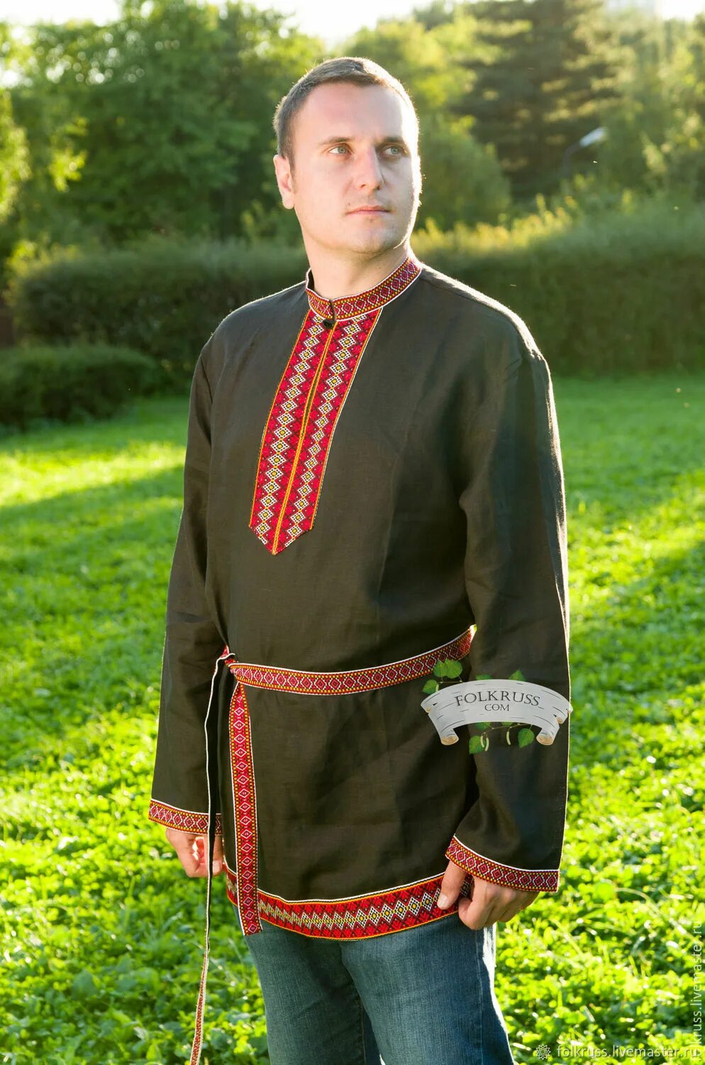 Красивые муж русские рубахи народные фото Рубашка льняная русская в славянском стиле мужская Елисей в интернет-магазине Яр