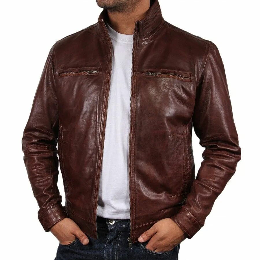 Красивые мужские кожаные куртки фото Men's Brown Leather Jacket - Chicago Leather jacket, Leather shirt, Mens leather