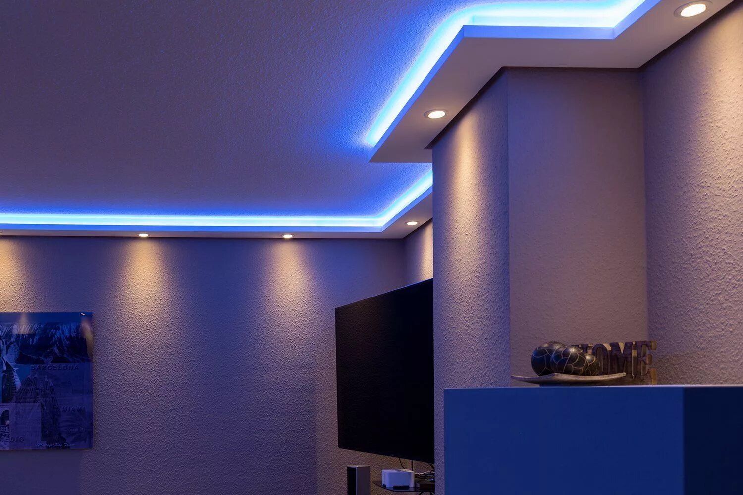 Красивые натяжные потолки с подсветкой фото BENDU LED Stuck-Leiste WDML-200A-PR für indirekte Deckenbeleuchtung u. Wand-Bele